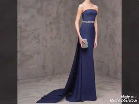 فساتين سهرة طويلة باللون الكحلي