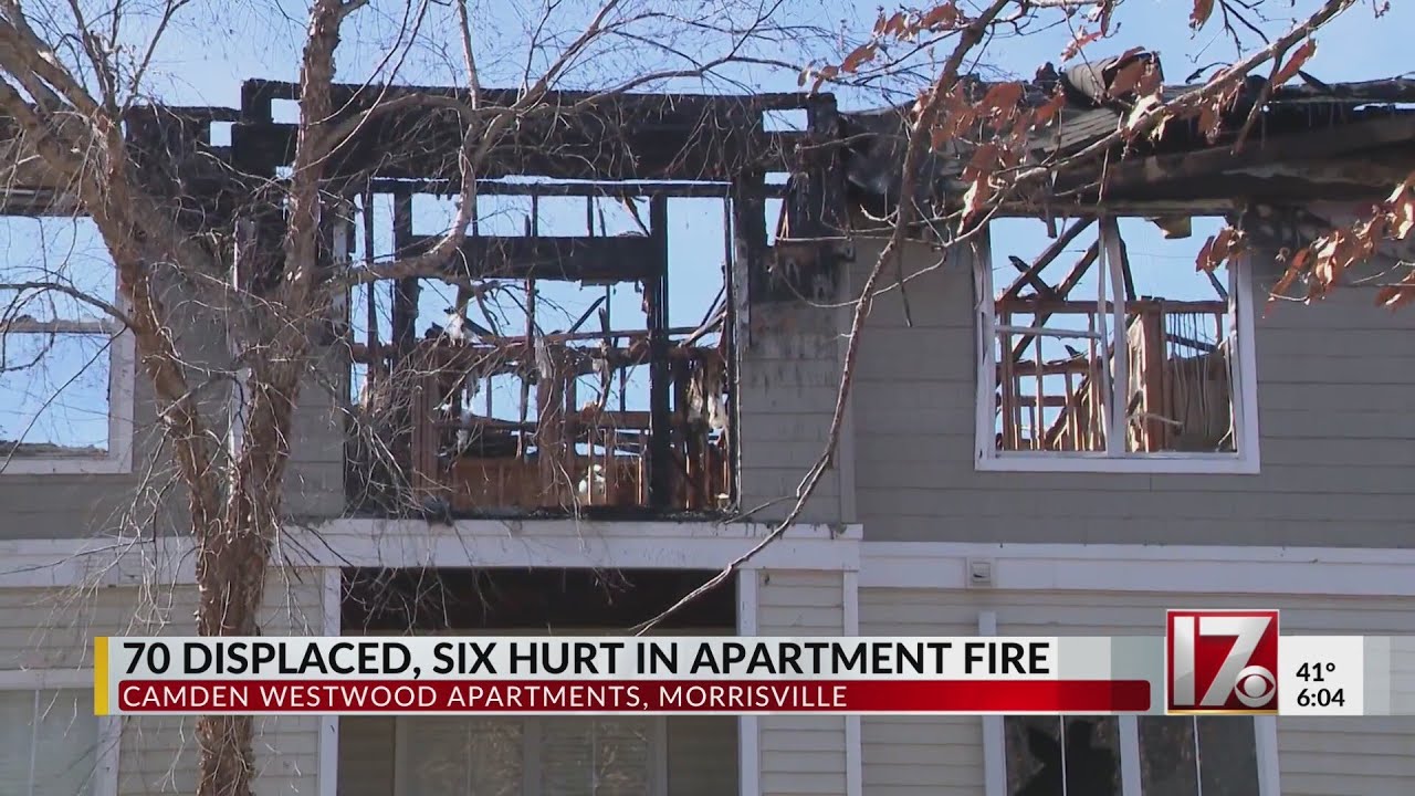 70 displaced, six hurt in Morrisville apartment fire