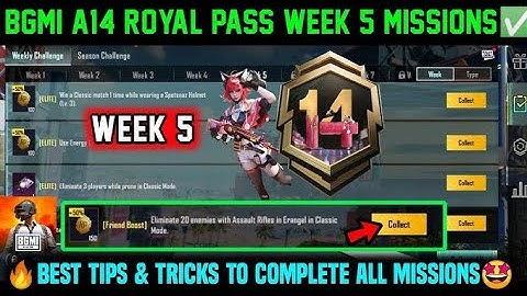 A14 WEEK 5 MISSION | BGMI WEEK  MISSIONS EXPLAINED | A14 ROYAL PASS WEEK 5 MISSION | C8S24 WEEK 5 