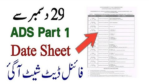 Ads part 1 date sheet 2024 | karachi university Exams 2024 | ads date sheet announced