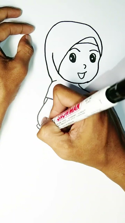Belajar Menggambar Anak Hijab Cantik