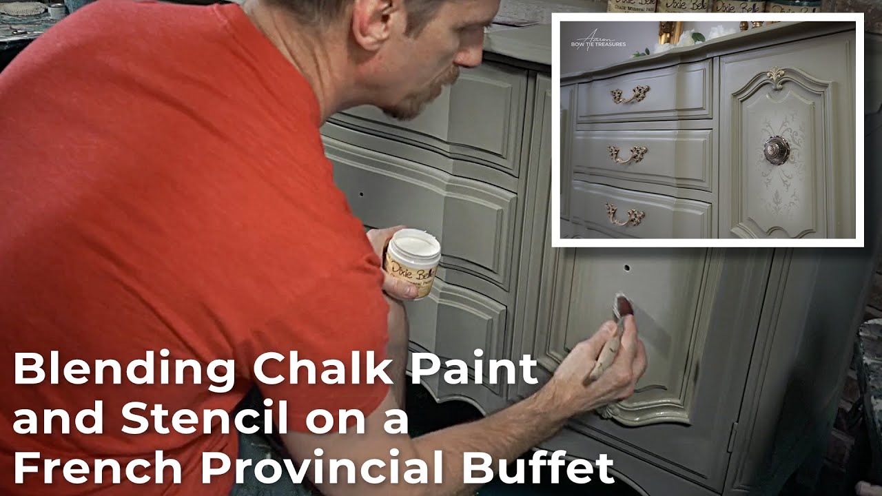 Blending Chalk Paint and Stencil on a French Provincial Buffet