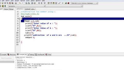How to subtraction two numbers using c?