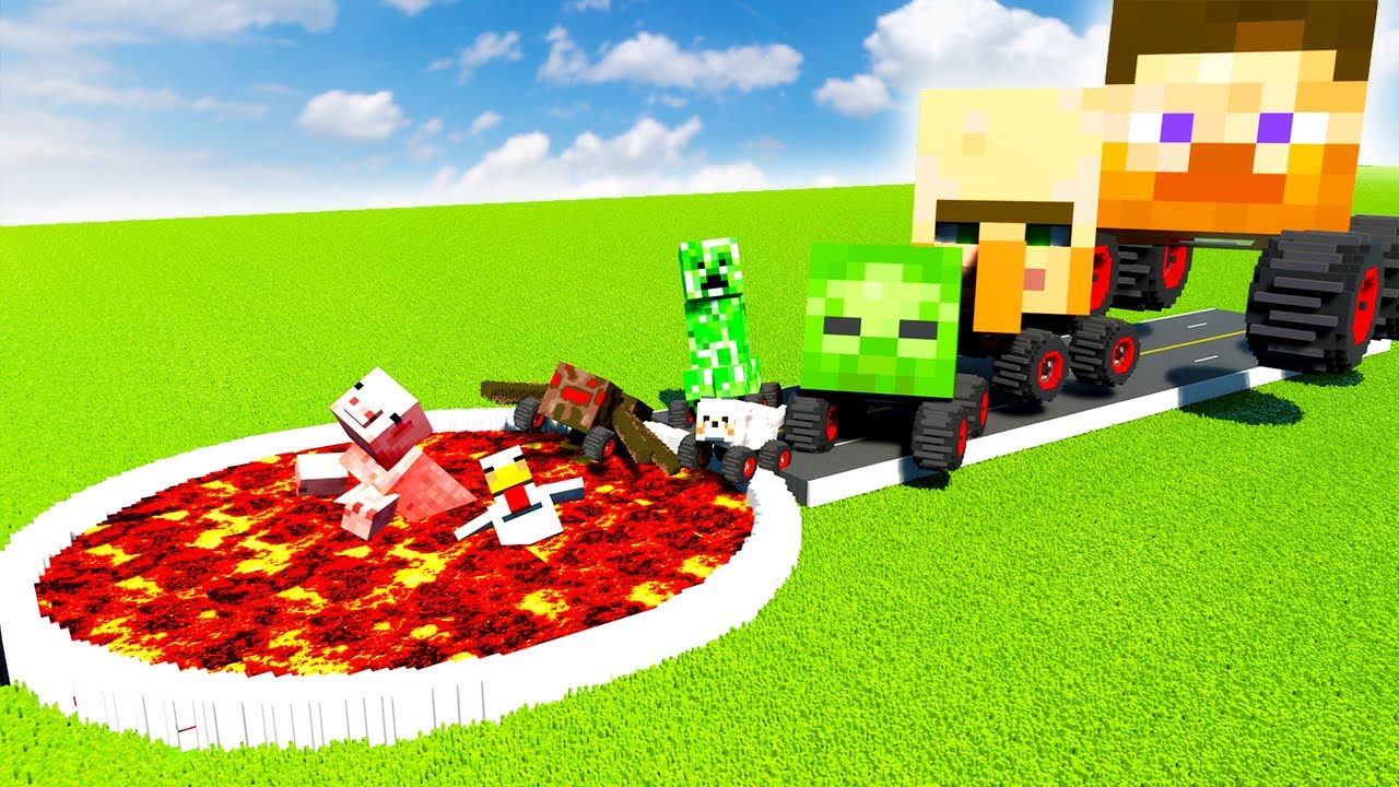 MINECRAFT MOB CARS vs LAVA PITS in Teardown