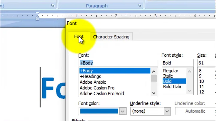 Font Dialogue Box