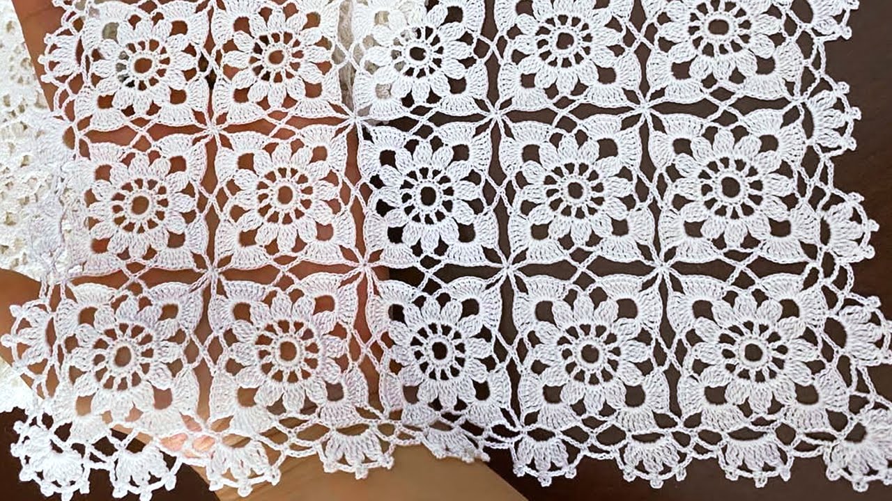 Tutorial Crochet Lace  🧶 Motif Crochet For Beginners and Join Motif With a special Crochet Border