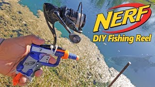 NERF GUN Fishing Reel Catches Pond Monsters DIY