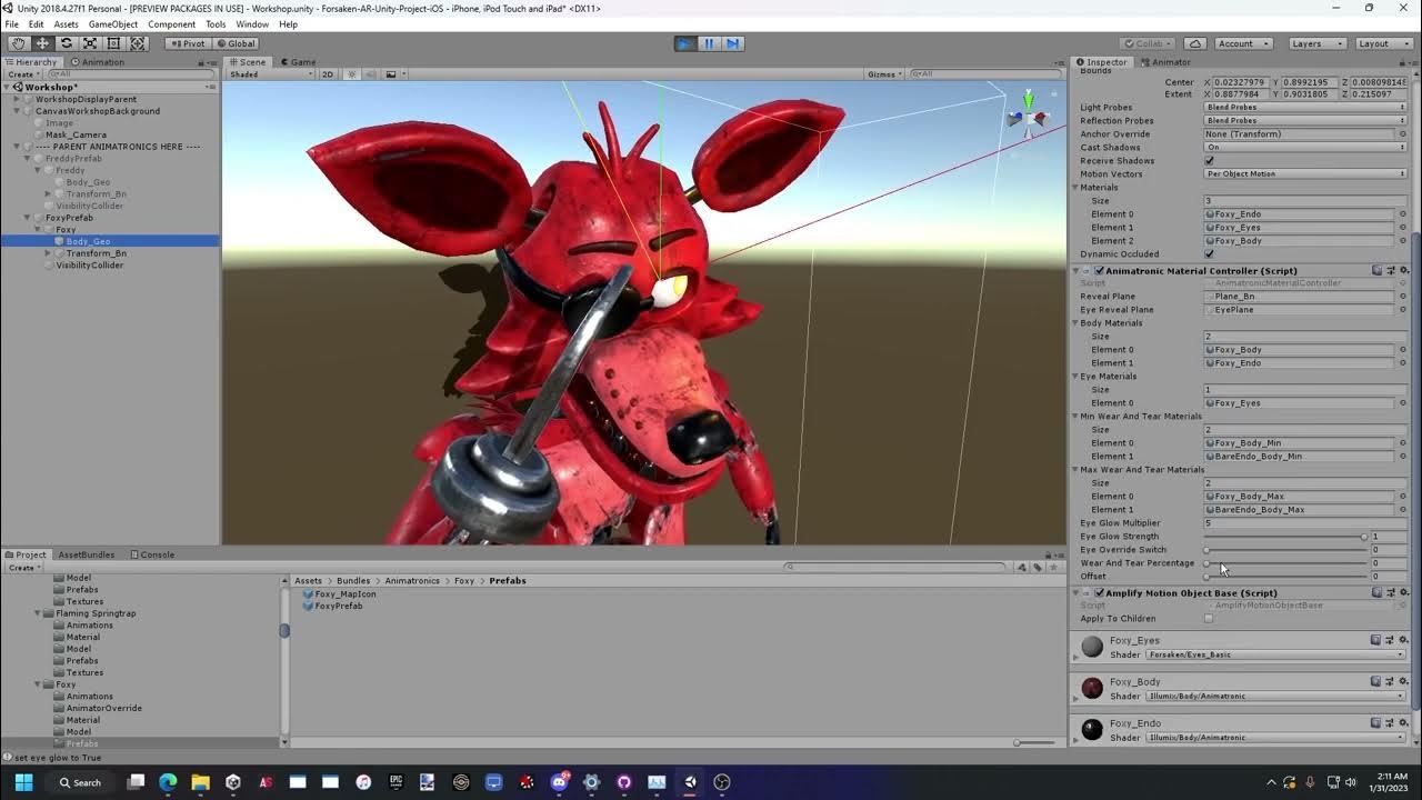 FNaF AR Animatronic Shader Remake Wear and Tear Demo in Unity - YouTube
