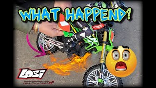 WHAT CAUSED THE LOSI PROMOTO MX TO CATCH FIRE ?