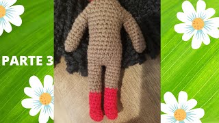 Como Hacer Torzo con union de piernas y brazos y pelo Muñeca  amigurumi Celia parte 3 en crochet