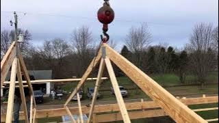 Building our Farm Shop Part 3: Setting the roof trusses, roof purlins and lateral bracing