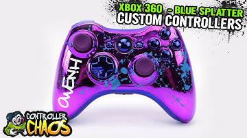 Xbox 360 Custom Controllers - Chrome Purple w/ Blue Splatter  - Controller Chaos
