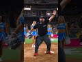 Ump tried to clean home plate with a pom-pom 🤣 #baseball #dance #dancing #dancer #cheer #shorts