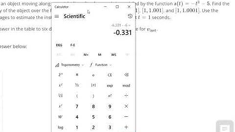 Use the concept of a derivative to find an instantaneous velocity