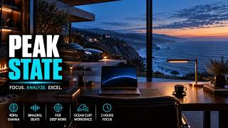 PEAK STATE — 40Hz Gamma Binaural Beats for Deep Work | Ocean Cliff Workspace (2 Hours)