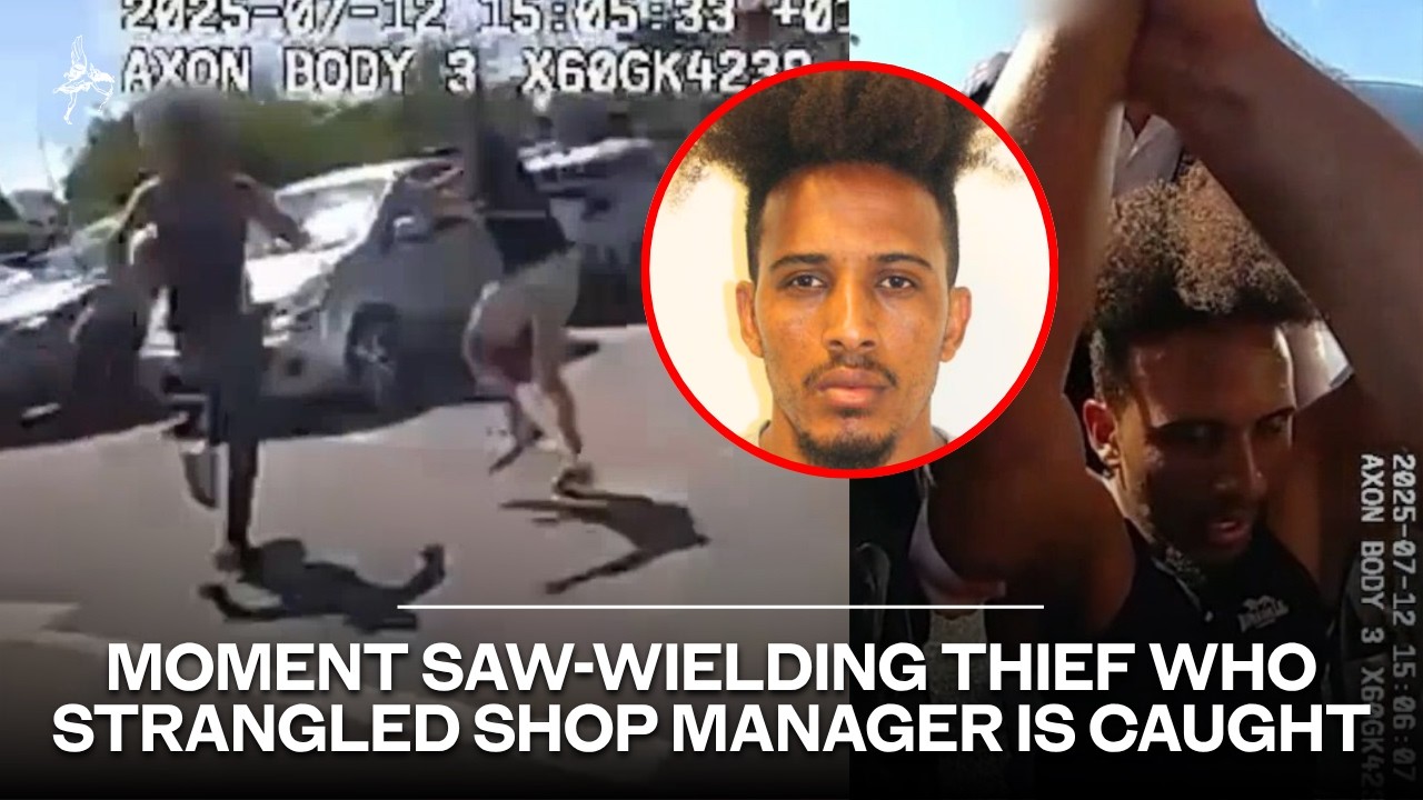 Saw-wielding thief who strangled Enfield shop manager tackled to the ground by police Saw-wielding thief who strangled Enfield shop manager tackled to the ground by police
