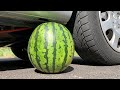 Crushing crunchy  soft things by car  experiment watermelon vs car