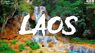 The Serene Landscape Of Laos Is Characterized By Lush Green Mountains And Vibrant Buddhist Temples