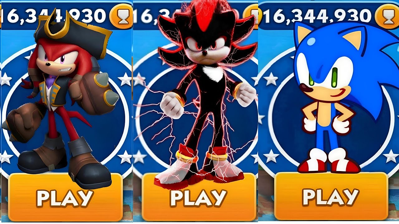 Sonic Dash - Hunter Knuckles VS Shadow VS Andronic _ Movie Sonic vs All ...
