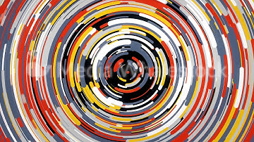 Futuristic background with many colorful lines forming a ring and flowing slowly, seamless loop