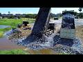 Amazing Landfill Pond Using by Skilled Shantui DH17c3 DOZER And 25Ton Dump Trucks