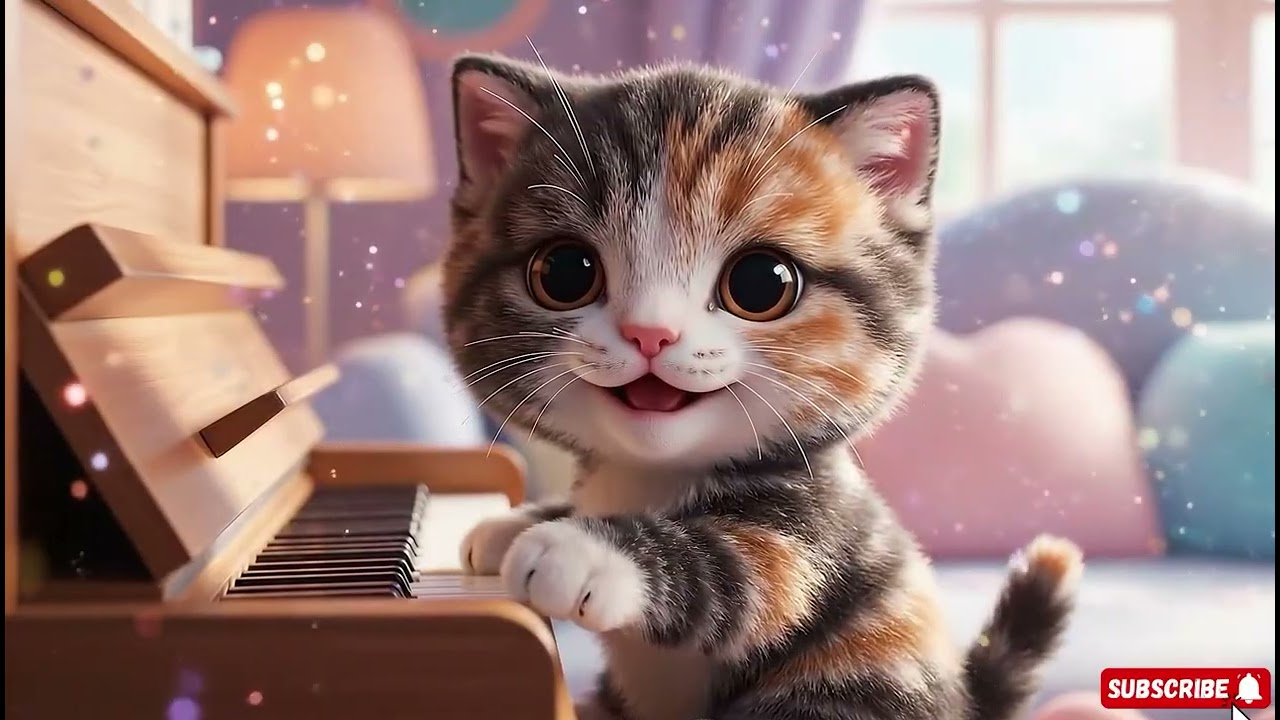 Cozy Baby Jazz – Cute Cartoon Kitten Piano Lullaby for Sleep (1 Hour)