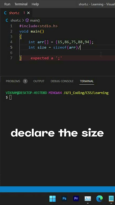 SIZE of Array in C language #short #programming #coding #c
