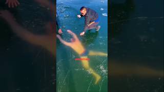 He Jumped Into Frozen River… Then Got Trapped Under Ice! 🥶#viral #viralusashort