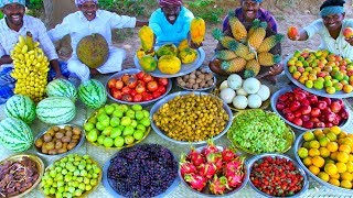 FRUIT SALAD | Colourful Healthy Fruits mixed salad recipe | Fruits Cutting and Eating in Village screenshot 2