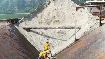Barge Unloading Iron Ore And River Rock - Relaxing Video, Relaxing Sound Flow