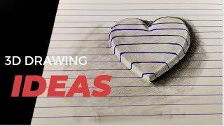 3D Drawing Easy // 3D Drawing On Paper..3D Heart Drawing ?