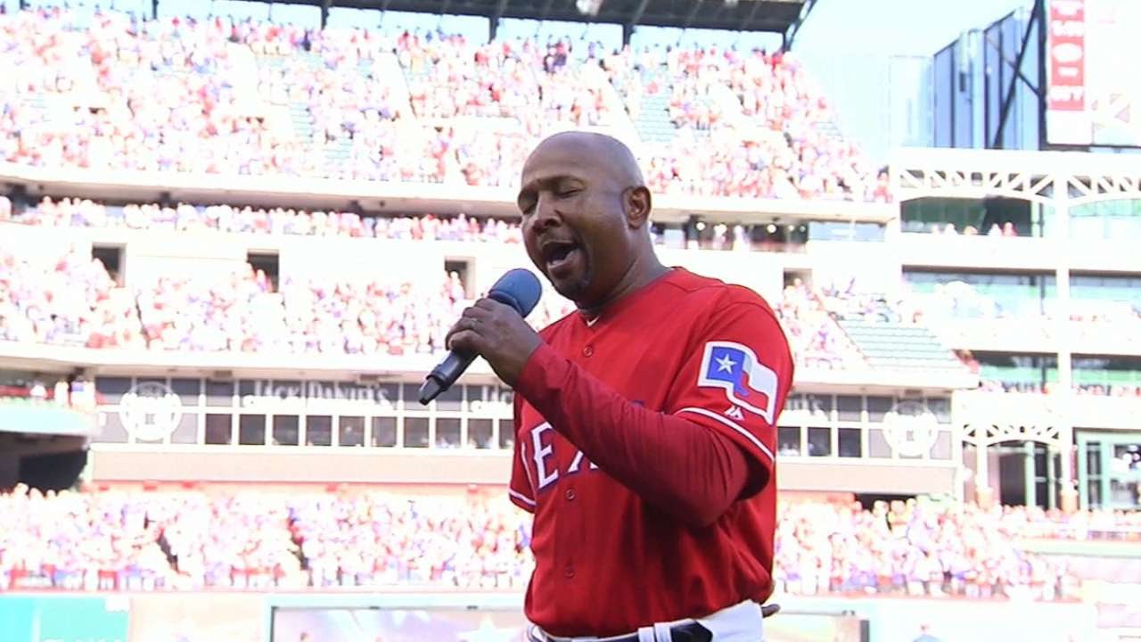 CLE@TEX: Beasley sings national anthem at Globe Life