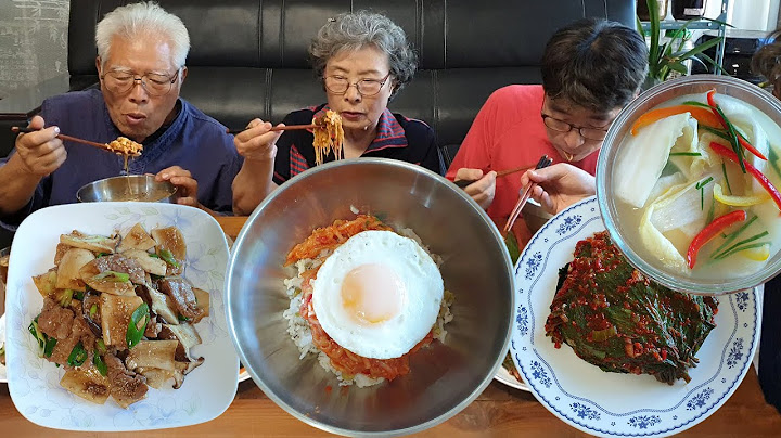 Cucumber Bibimbap Mukbang (Stir-fried Mushrooms, Meat, Perilla Leaf Pickles) Recipe