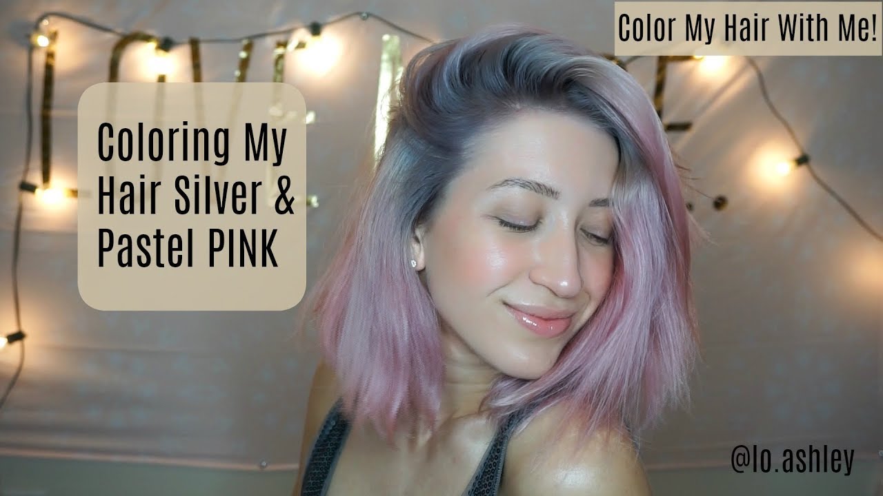 how-i-color-my-hair-at-home-silver-pastel-pink-youtube