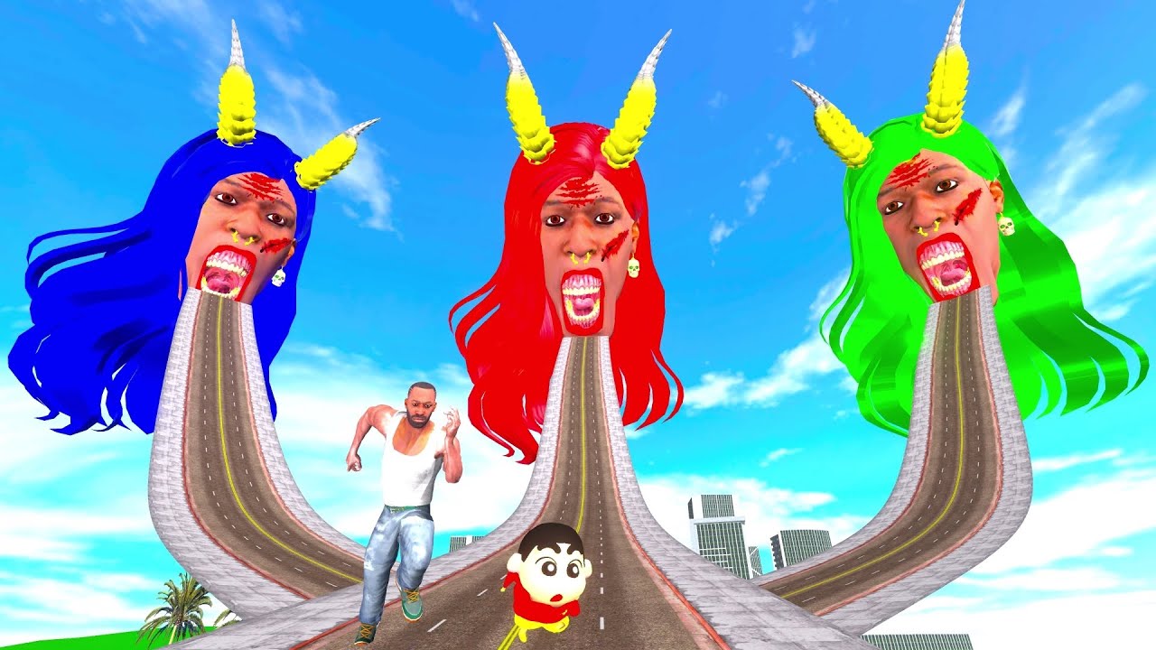 Franklin Found Longest Road To Colourful Lady Monster Franklin in Indian Bike Driving 3D: