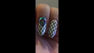 Cute Holo Halloween Skulls and Candy Swarovsky Skull applicattion on nail