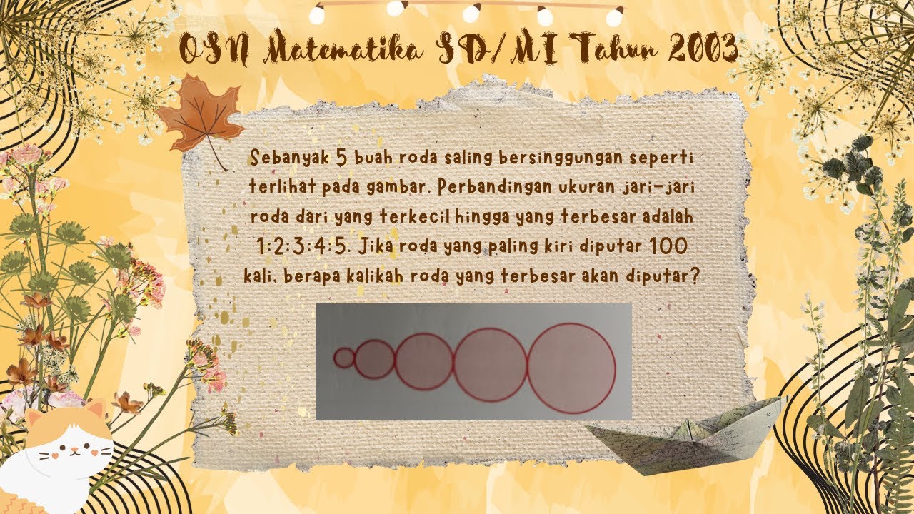 Sebanyak 5 buah roda saling bersinggungan seperti terlihat pada gambar ...