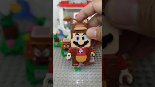 Lego Tanooki Mario greeted pink yoshi and ate goomba 115.1 #toys #shorts #meetup #smile #viral