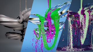 Blender Flip Fluids Simulation - Spinning Torus and Fluid Mixing