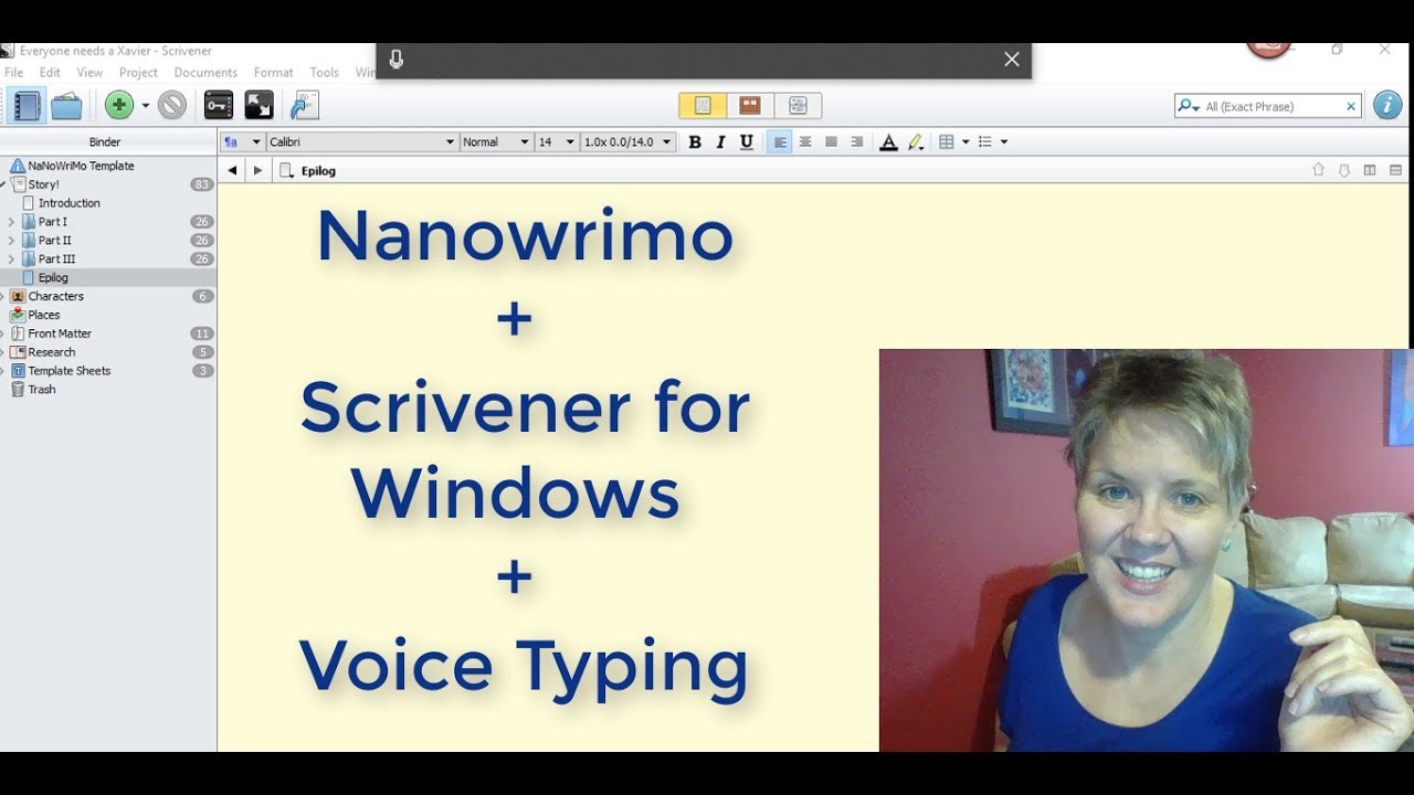 Voice Typing in Scrivener for Windows for Nanowrimo? It can be done