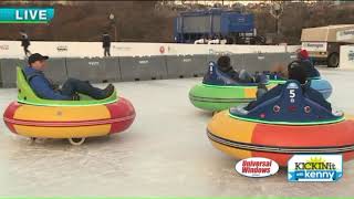Kenny takes a spin on Ice Bumper Cars at Akron`s Lock 3
