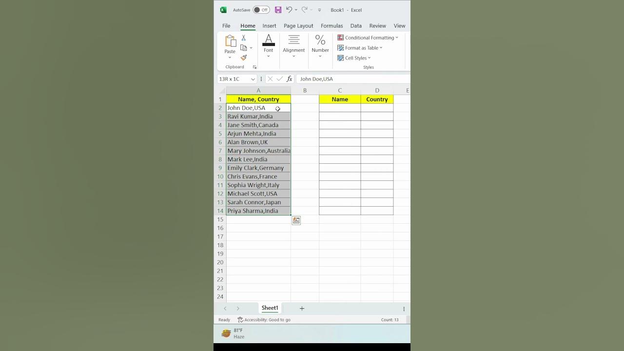 Text to columns function in excel youtube