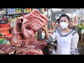 Market show, Buy pork ribs from the market for cooking / Sweet and sour pork stir-frying