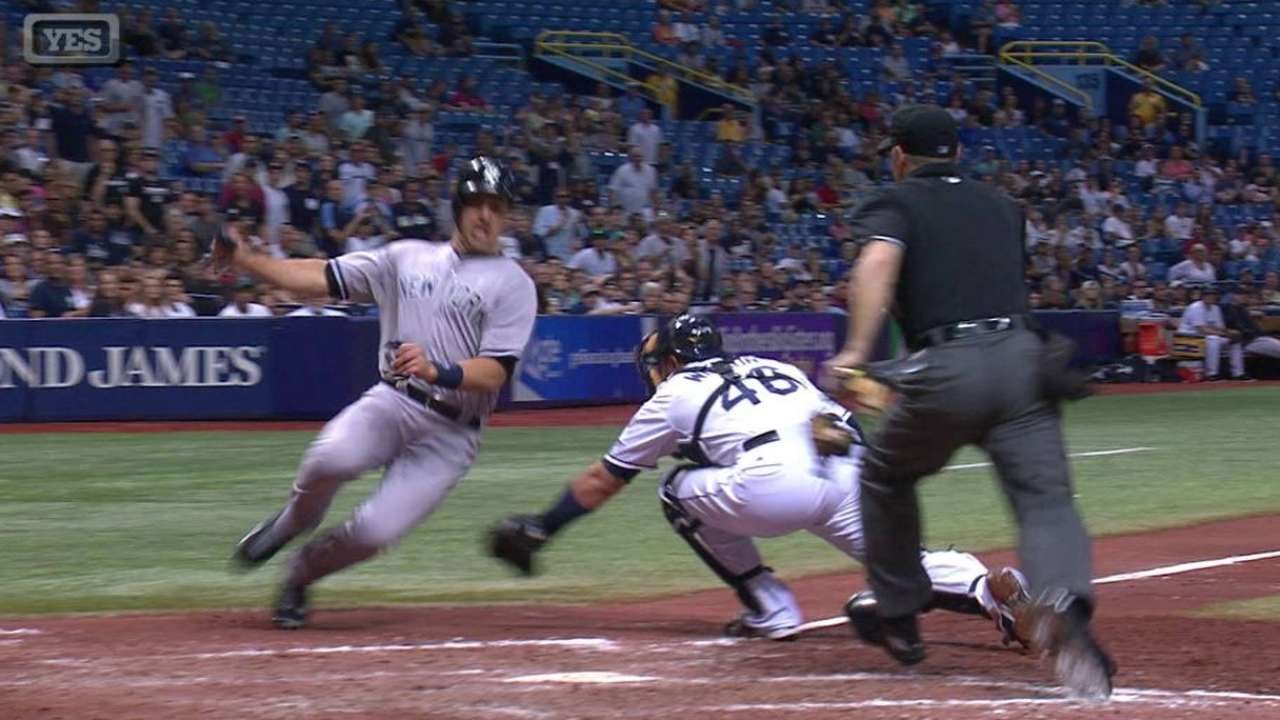 NYYTB Yankees challenge out at home plate in 5th YouTube