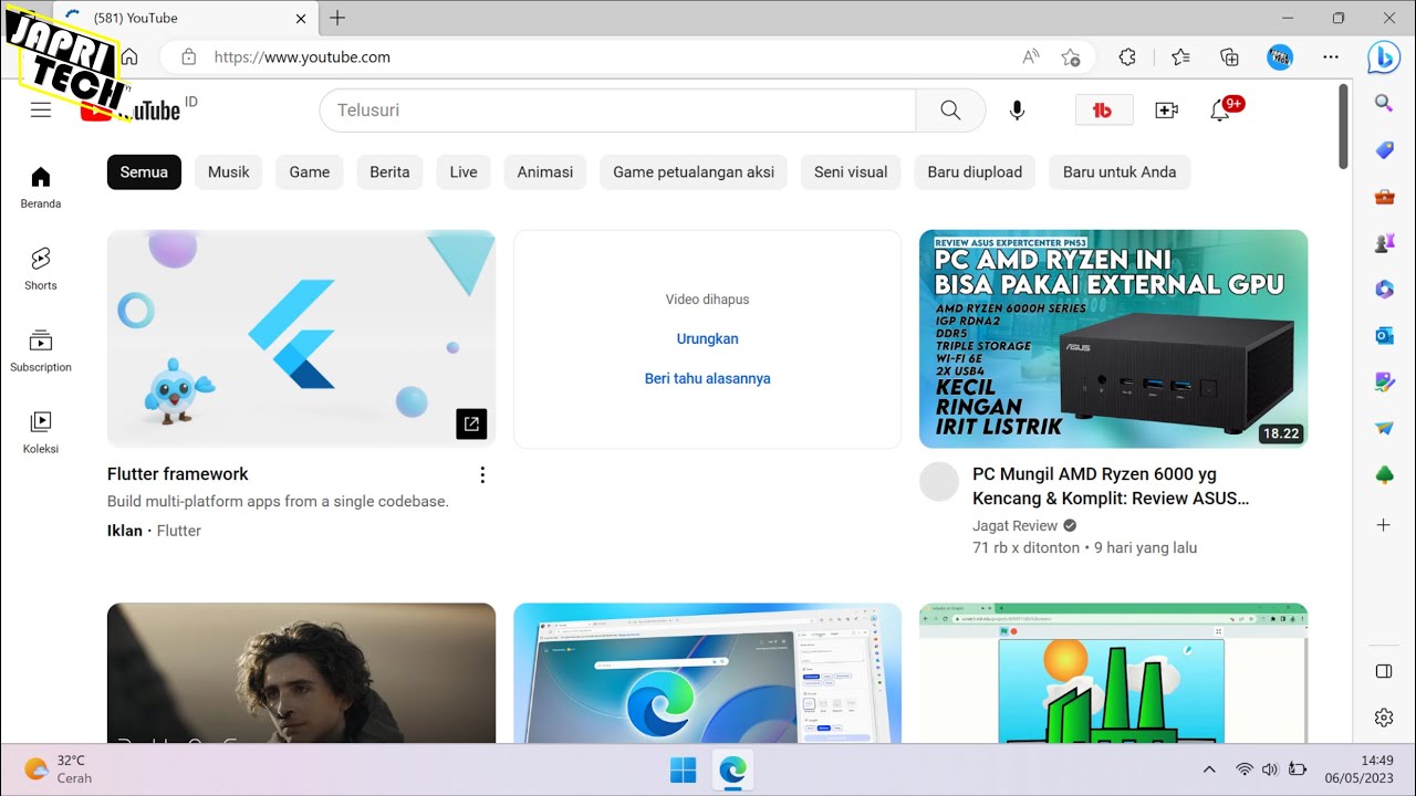 Cara Membuka Microsoft Edge Langsung ke Youtube - YouTube