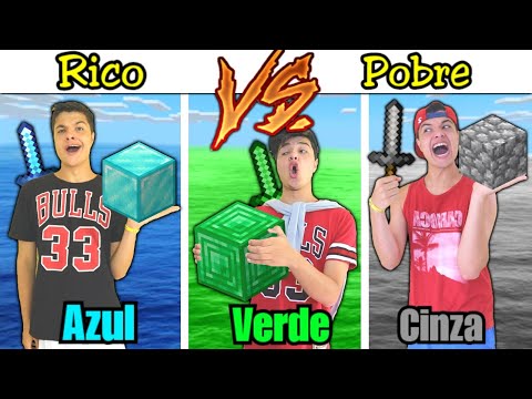 RICO VS POBRE no desafio DAS CORES no MINECRAFT #120 - AZUL VS VERDE VS CINZA !!