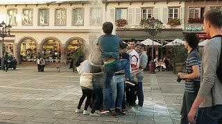 BIZARRE HAZING RITUAL IN STRASBOURG - France - Leonard Does Europe S1 E30
Next stop: Strasbourg, France! Left my mom in Zurich, made a connection in Basel (easily the weirdest station I visited in Europe), and then met up with Hugh Allison, my book editor for Bamboo Forest Publishing. Hes a Brit, and is an... interesting guy, as you can see.
Strasbourg is right on the border of France and Germany, and has changed hands between the two many times over the years. This is reflected in the general feel of the town, which is slightly schizophrenic. Theres actually a historic section of town called Petite France, where the architecture is completely different than in the rest of the city, and where they have Epcot-esque Friendship Boat rides.
We also toured the Notre Dame Cathedral, which is said to be one of the most beautiful in Europe. I certainly thought it was the most impressive man-made thing I saw during my entire trip.
After visiting the cathedral, Hugh went on a carousel ride in the Central Square. Then we saw a bunch of teenagers performing some bizarre hazing ritual which involved wrapping screaming people in saran wrap and dumping bags of flour over their heads.... Can anyone explain this?!
Finally, after weeks without any hoppy beer, I finally found a beer bar called Les BerThoM that served IPAs! The bar was very Disney-esque, since it was made to look like you were outdoors at night, complete with a fake tree growing inside.
We ended the day with a tarte flambee, which is the big local specialty, and which is served at pretty much every restaurant in town. Theyre basically pizzas, except with creme fraiche sauce. They were okay, but nothing too amazing. Ill take NYC pizza any day of the week.
Subscribe so you can keep up with the rest of my trip!
Ambient music by Rossco SoleTrain:
http://youtube.com/rosscosoletrain2
Intro music (Heavy Metal Polka) by Leonard Kinsey.
Keep up with Leonards shenanigans and book news at:
https://www.facebook.com/leonard.kinsey.3
https://twitter.com/DarkSideDisney
http://www.leonardkinsey.com
For offbeat, alternative, and adult-oriented Disney-related books, posters, CDs, and other merch, visit http://www.bambooforestpublishing.com BIZARRE HAZING RITUAL IN STRASBOURG - France - Leonard Does Europe S1 E30