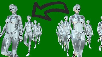 Robots marching on Green Screen - Robots marching on Chroma Key