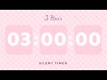 💗 3 Hour Silent Timer | Cute Ending Alarm | Pastel Pink Aesthetic | Study & Focus