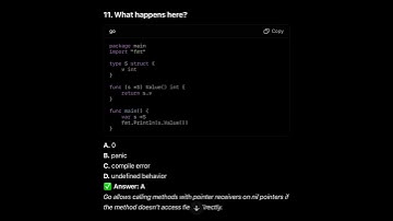 GoLang MCQ #11: Can You Call a Method on a nil Pointer?